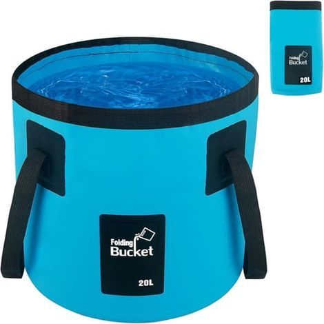 Seau de camping pliable avec poignée, parfait pour la pêche, le jardinage et le stockage d'eau portable. (1/5)