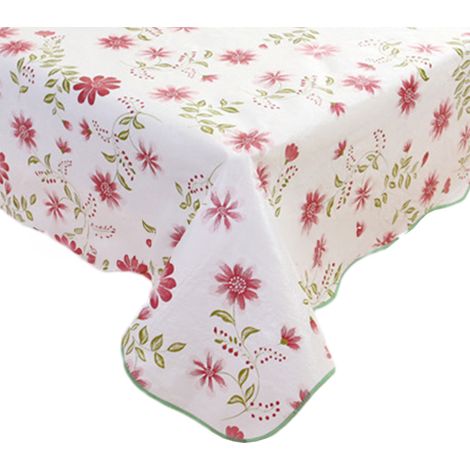 1 nappe en velours, motif fleurs de jardin, 135x135 cm, lavable, pour intérieur et extérieur, table à manger, pique-nique, cuisine (1/5)