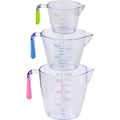 3-teiliges Messbecher-Set aus Kunststoff, transparente Messbecher mit Griffen, 200 ml/400 ml/900 ml, für Küche und Labor (1/5)