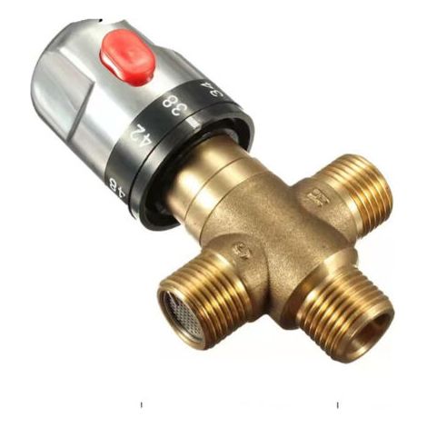 Mitigeur thermostatique,mitigeur thermostatique en laiton massif à 3 voies Robinet de réglage de la température pour système de douche (1/5)