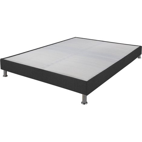 Sommier tapissier + pieds Omega Gris 3 120x190 Lattes bois - H.15 cm - Made in France (1/3)