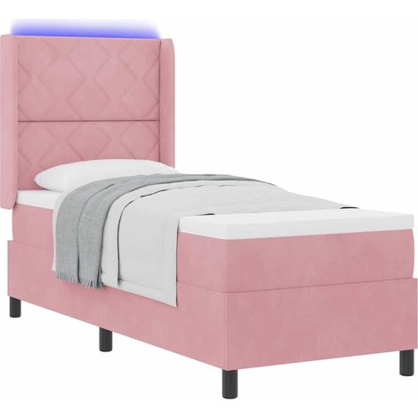 Maison Exclusive - Lit à ressorts avec matelas avec LED Rose 80 x 200 cm Velours