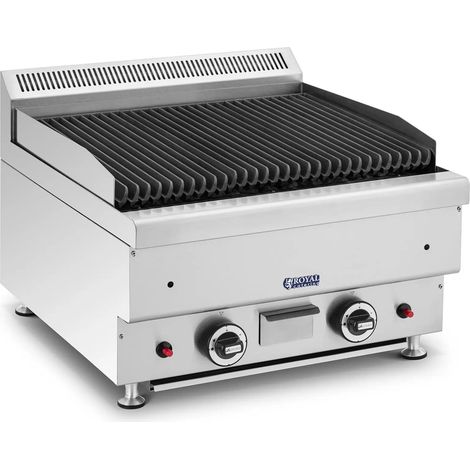 Parrilla profesional de piedra volcánica a gas natural 2 x 7200 vatios 50 x 47 cm 460 °C acero inoxidable hierro fundido acero plata 140009117 (1/5)