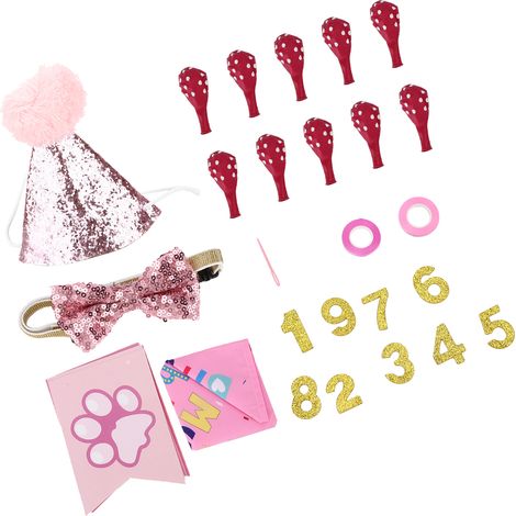 Kit de décoration pour fête d'anniversaire de chien : tenues pour chien avec écharpe, fanions, collier et chapeau pour célébrer l'anniversaire de votre animal de compagnie. (1/5)