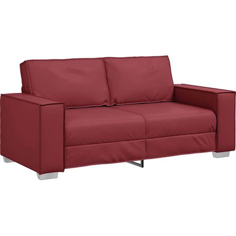 Zweisitzer-Sofa Weinrot 180 cm Kunstleder (1/5)