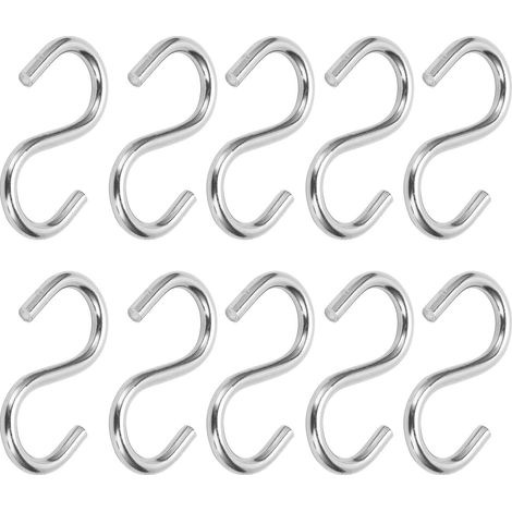 10 Crochets en S Portatifs en Acier Inoxydable pour Clés, Serviettes ou Équipement de Cuisine - Lot de 10 (1/5)