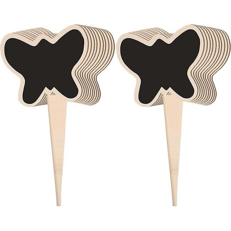 Étiquettes pour plantes (papillon) : 20 étiquettes en ardoise et en bois, respectueuses de l’environnement, pour jardin, graines, arbres, herbes aromatiques, fleurs. Motif : papillon.