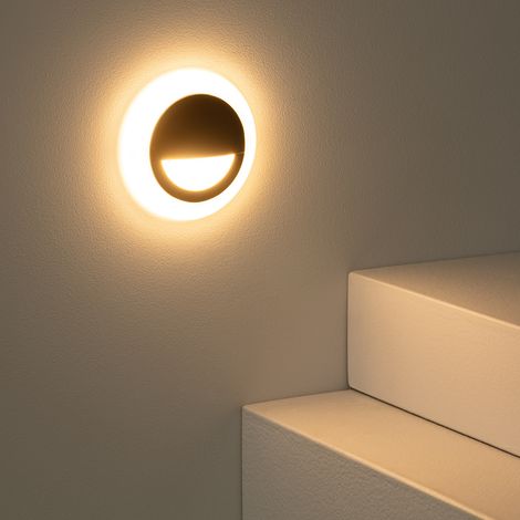 LED Wandeinbauleuchte 3W Aluminium Rund Schwarz Occulare 2700K Warmweiß
