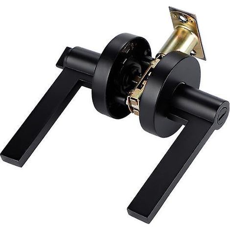 serrure Poigne Noire Serrure De Porte En Alliage Lectro-galvanis Trois Barres Robuste Serrure De Porte De Salle De Bain Toilette (1/5)