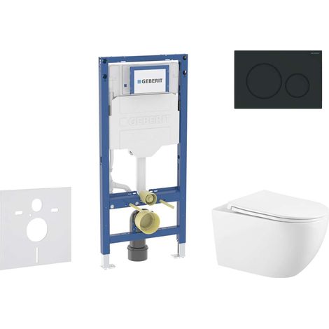 Geberit Duofix - Set con modulo di installazione, vaso WC Gaia e copriwater softclose, placca di comando Sigma20, nero opaco/nero SANI11CA5135B (1/5)