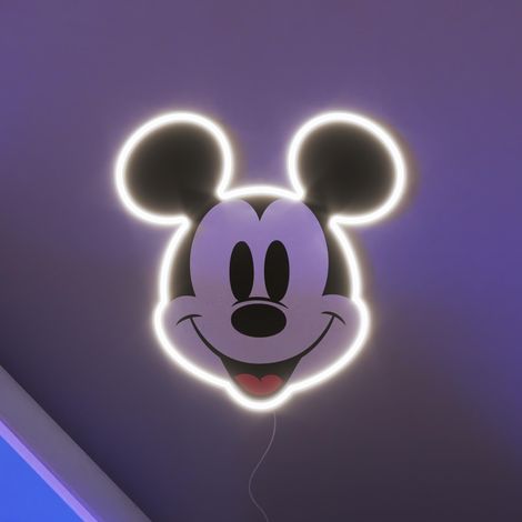 Yellowpop Disney Lámpara de neón blanca con cara de Mickey impresa 26 cm