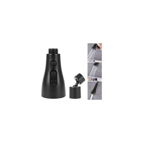 (Noir) Bec de robinet de cuisine, rallonge de robinet rotative à 360°, aérateur de robinet de douche avec 3 modes, bec de robinet, réglage extractible.