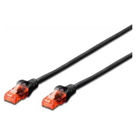 DIGITUS Cable LAN Cat 6 - 0,5m - Cable de red CCA con RJ45 - U/UTP sin apantallar - Compatible con Cat-6A y Cat-5e - Negro