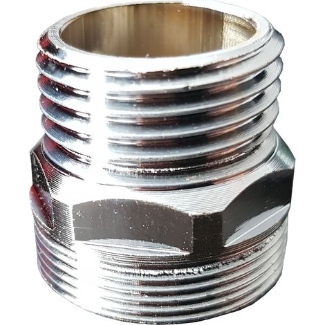 Verchromter Messingnippel 1/2" GZ x M24 GZ oder M22 GW (1/5)