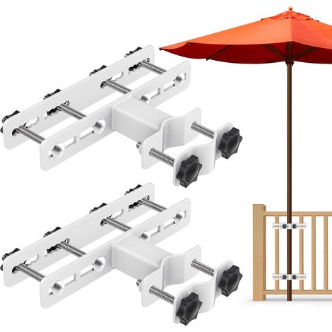 Pince Parasol Balcon Clip Fixation 2pcs/Rambarde 6.6x6cm/Blanc (1/5)