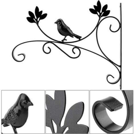 Crochet Noir Suspension Plante Forme de Oiseaux Supports de Panier Suspendus en Métal pour Jardin Balcon