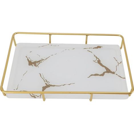 Plateau de vanité de salle de bain, moderne et élégant, antidérapant, pour évier de cuisine, organisateur de rangement pour comptoir, L blanc (1/5)