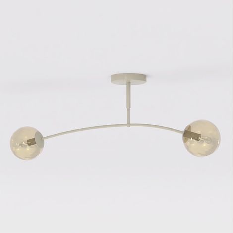 Lampada a sospensione PREGOS in acciaio beige e vetro ambra