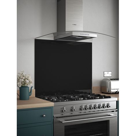 Splashback Black Gloss 6mm Glass Kitchen Backsplash 900mm x 750mm (1/3)
