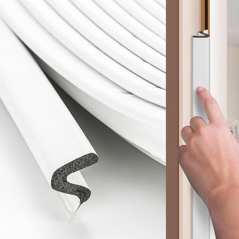 Guarnizione per porte, 12 m, striscia isolante acustica e termica a forma di V, adatta per grandi spazi, bianca. (1/5)