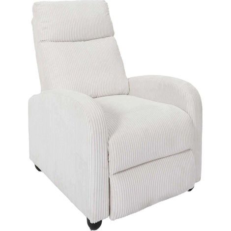 The Home Deco Factory – Fauteuil relax ajustable 3 positions – Tissu côtelé beige – Dimensions 69x100x95 cm – Hauteur d'assise 43 cm (1/7)