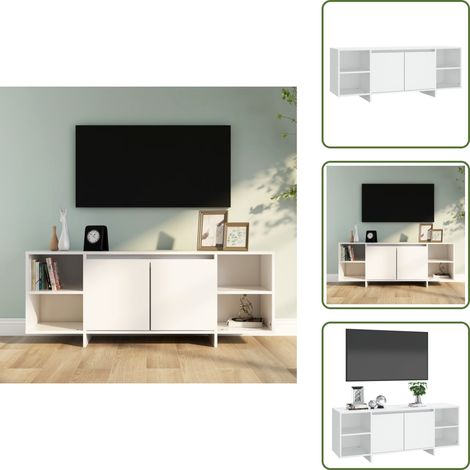 TV-Schrank Weiß 130x35x50 cm Holzwerkstoff - TV-Schrank - Lowboard - Holzmöbel - Fernsehtisch - Weißer TV-Stand (1/4)
