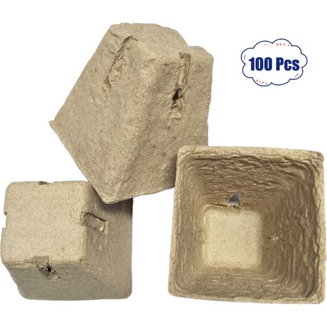 100 godets biodégradables 6x6x6cm pour semis, plateau en pâte de cellulose compostable pour jardin, culture de pépinière jetable