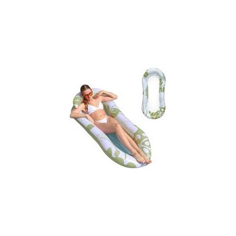 Pool-Schwimmmatratze mit Kopfstütze, aufblasbare Hängematte, aufblasbare Strandliege, 153 x 73 cm, Grün (1/5)