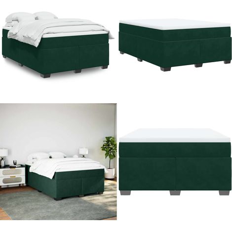 Boxspringbett mit Matratze Dunkelgrün 160x200 cm Samt - Samtbett - Boxspringbett - Doppelbett - Bettauflage - Matratze - Home & Living (1/5)