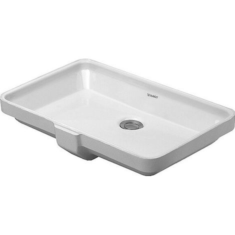 Lavabo à encastrer DURAVIT 2ND FLOORavec trop plein sans trou de robinetterie B 525x350mm sans trou de robinetterie blanc