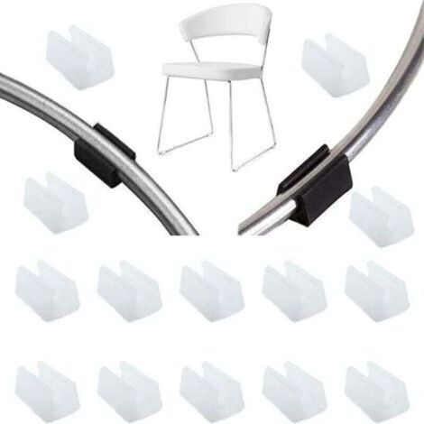 32pcs Patin Pied Chaise Tube Embout Tampon Capuchon Bouchon Protection Plancher Meuble Forme U en Plastique Chaise Casquettes,Chaise Jambe Caps Silicone Tube Pince (10mm,blanc) (1/5)
