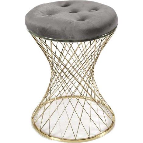 2x Sgabello trendy grigio con struttura oro cm 35 x 47 h