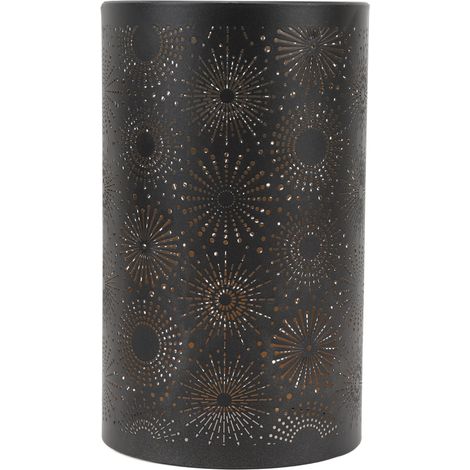 Abat-jour Metalique Vintage avec Motifs Eclairés——Design Creux en Fer pour Lampes de Table E27/E26, Atmosphere Chaleureuse et Decoration Murale Unique (Hauteur 20cm)