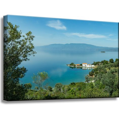 Leinwanddruck Naturmotiv: Berggipfel und Meer, 60x40
