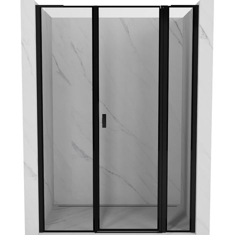 Mexen Mist L puerta de ducha abatible derecha 145 cm, marco negro, negro - 8A4L-145-001-70-70-P (1/5)