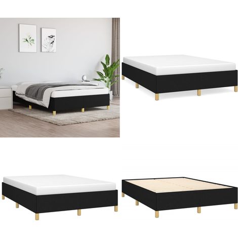 Bettgestell ohne Matratze Schwarz 140x200 cm Stoff - Bettrahmen - Doppelbett - Boxspringbetten - Lattenrost - Schlafzimmermöbel - Home & Living