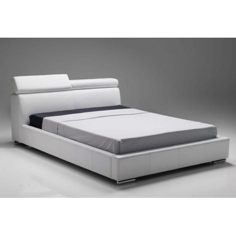 Letto Contenitore In Ecopelle Bianco Moderno 220x167×92cm Sicorage Flod