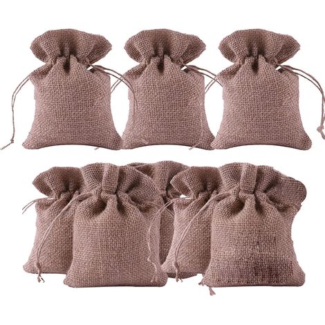 Sacchetto Iuta Bomboniere 8pz Sacchetti Tela Regalo Confetti Cordoncino 9x13cm