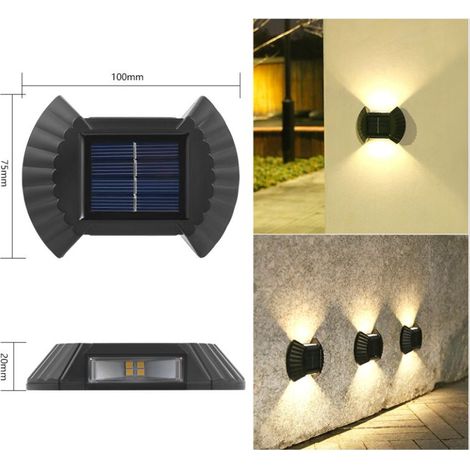 Lampe solaire appliques murales extérieures solaires IP65 pour clôture étanche Lumière chaude Lot de 4 (1/5)