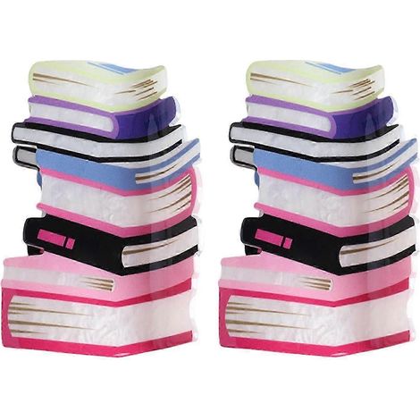 Lot de 2 pinces à cheveux en forme de livre, couleurs bonbon, antidérapantes, avec blocs de couleur.-Pink Purple (1/5)