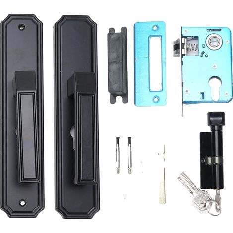 Juego de cerradura para puerta, cerradura mecánica, entrada con llave, negra (1/2)