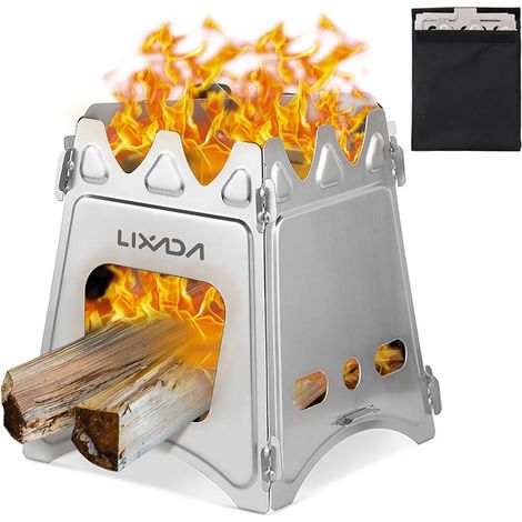 Rechaud Bois Poêle à Bois Mini Pliable Réchaud de Camping Hobo Poêle pour Pique Nique BBQ Camping Randonnée Voyage (1/5)