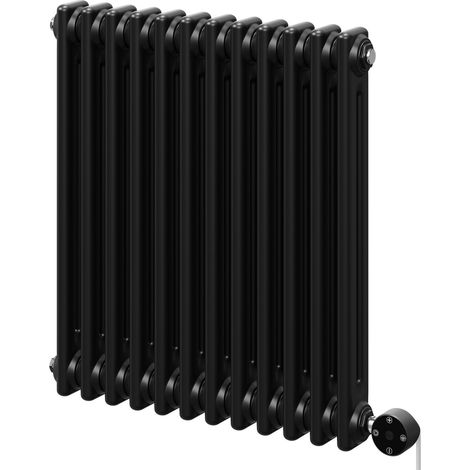 Colosseum Colore Matt Black 600mm x 548mm Horizontal Digital Thermostatic Electric Double Column Radiator (1/5)