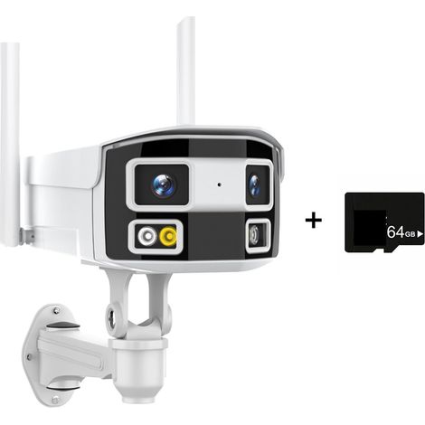 Caméra de sécurité à Domicile 8MP 180 ° Double Objectif caméra IP 2K 4MP POE caméra de sécurité panoramique 4K détection Humaine Balle caméra Surveillance extérieure NVR(8MP WiFi with 64G) (1/5)