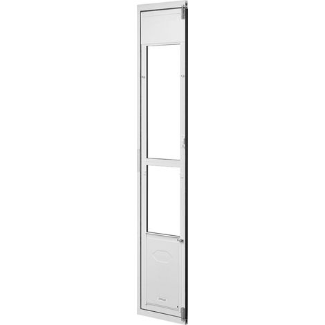 Porte pour chien en verre coulissant, ajustable 1927 mm à 2049 mm, cadre aluminium, design avec verrou, pour grands chiens (1/5)