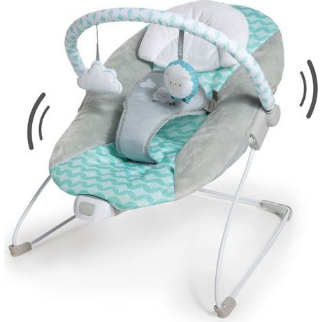 INGENUITY Transat bébé Nuages Goji, Vibrations apaisantes, Arche d'éveil avec 2 peluches, Cale tête amovible, cadeau bébé (1/5)