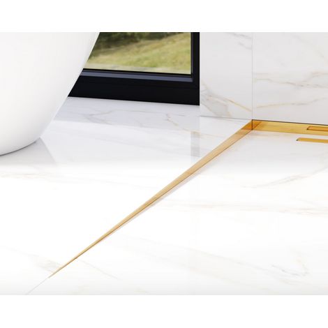 Profilo laterale sinistro inclinato per doccia a pavimento oro lucido - 1200 x 11 mm