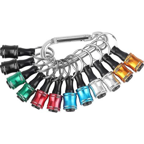 Lot de 12 porte-embouts hexagonaux 1/4 pouce, rallonge, anneau porte-clés, adaptateur de vis, porte-embouts de perceuse-AquaForge