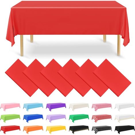 Six nappes rectangulaires, 137 x 275 cm, rouges, convenant comme décoration pour les fêtes, les réceptions, les fiançailles, les mariages, les baptêmes et les anniversaires. (1/4)