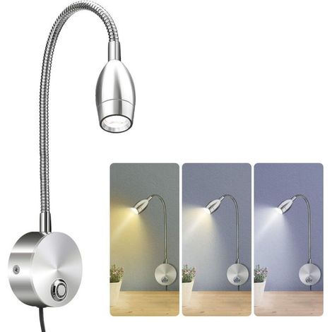 Lampe de Lecture à LED, Lampe de Chevet Dimmable avec Cou Flexible Réglable à 360° - Pour Chambre, Bureau, Placard, Chevet (1/5)